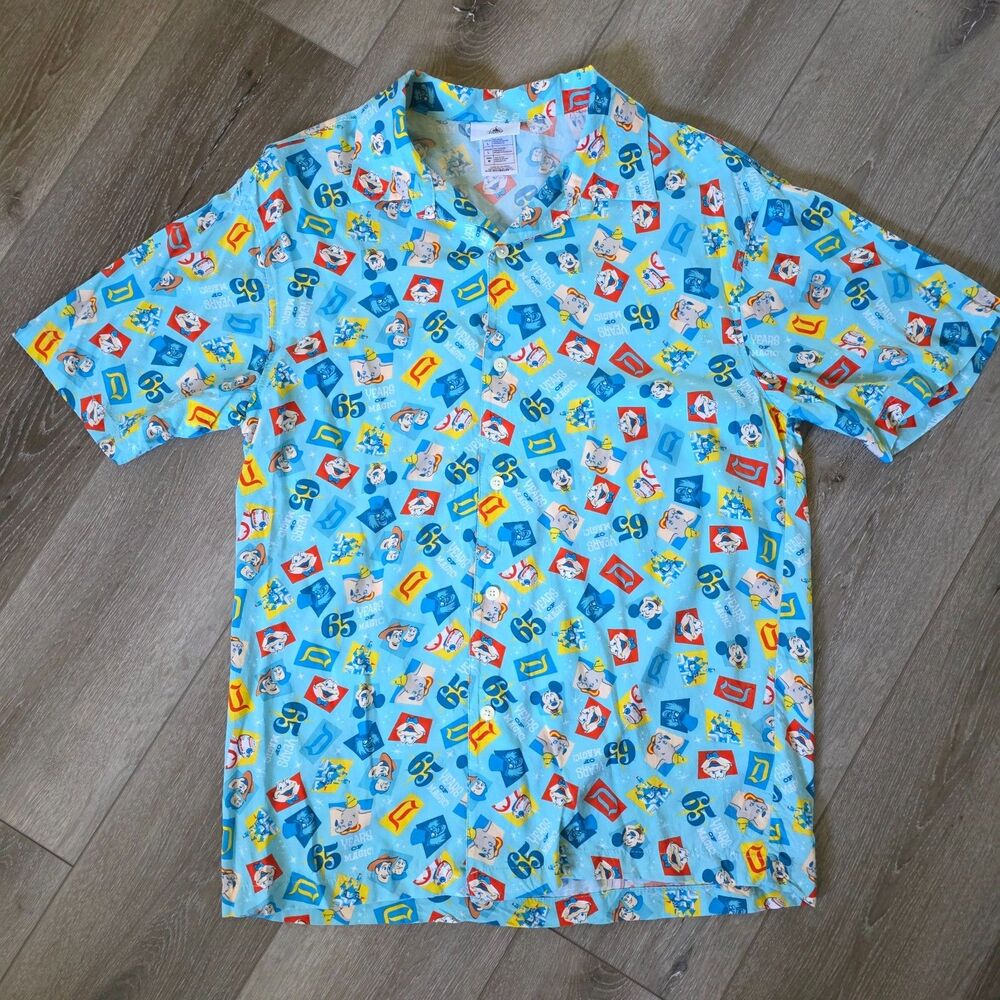 Disney Parks Mickey & Friends Aloha Men's Shirt 65th Anniversary Characters M - Picture 1 of 4